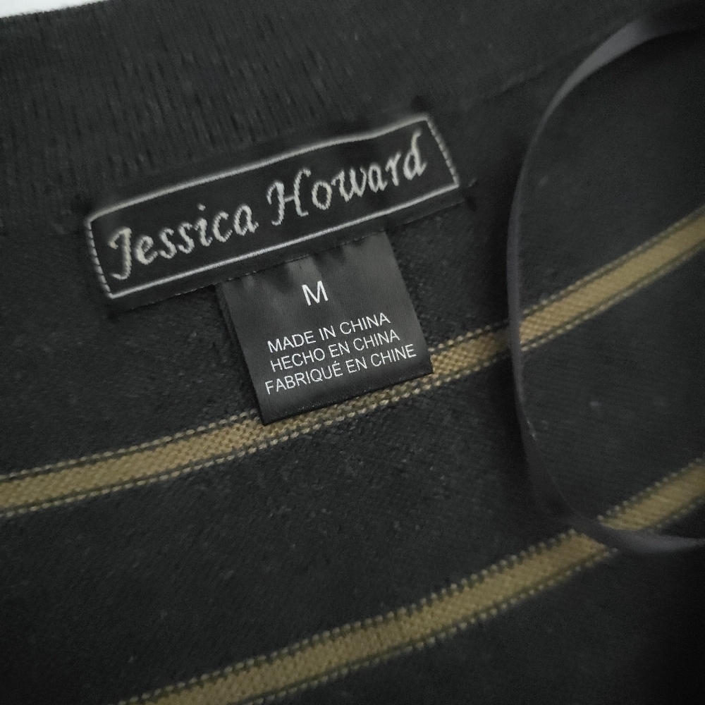 Jessica Howard Black and Gold Striped Dress Size M - Picture 6 of 6